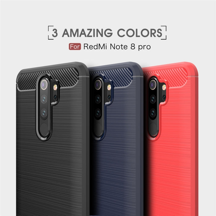 Para Xiaomi Redmi Note 8 Pro Estuche de TPU de fibra de carbono con textura cepillada, For Redmi Note 8 Pro