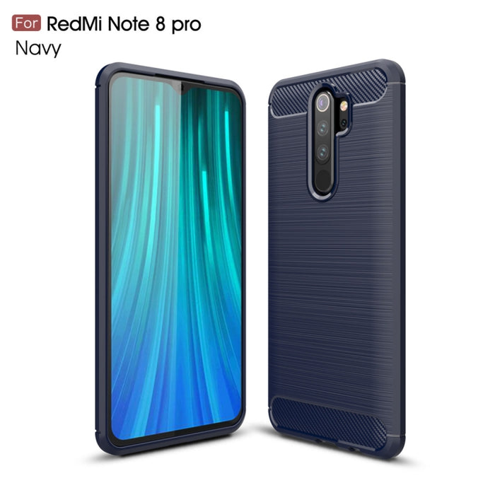 Para Xiaomi Redmi Note 8 Pro Estuche de TPU de fibra de carbono con textura cepillada, For Redmi Note 8 Pro