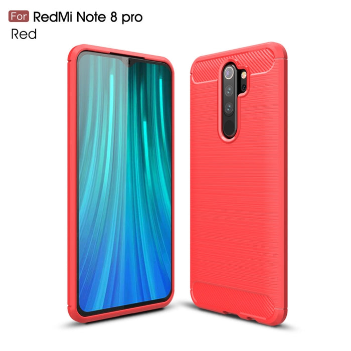 Para Xiaomi Redmi Note 8 Pro Estuche de TPU de fibra de carbono con textura cepillada, For Redmi Note 8 Pro