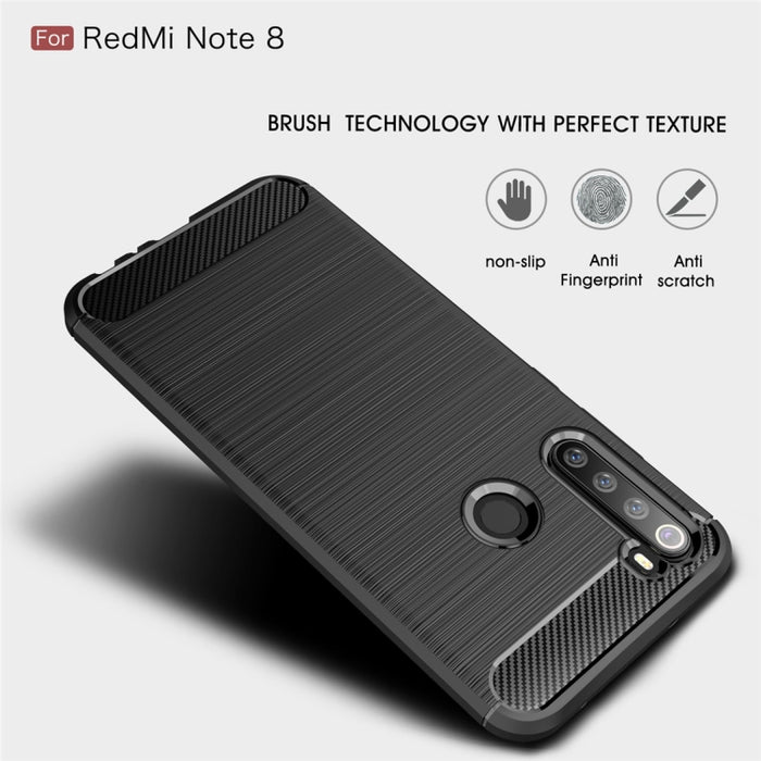 Para Xiaomi Redmi Note 8 Funda de TPU de fibra de carbono con textura cepillada, For Redmi Note 8