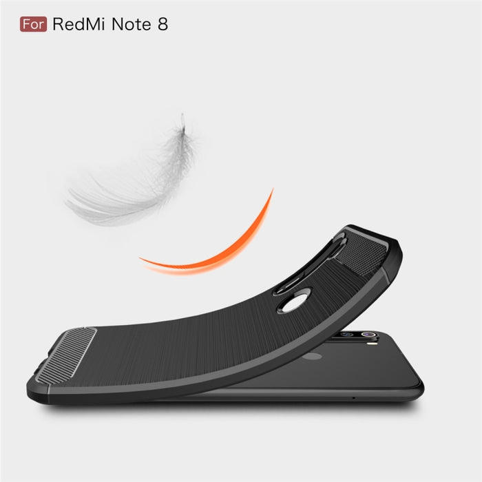 Para Xiaomi Redmi Note 8 Funda de TPU de fibra de carbono con textura cepillada, For Redmi Note 8