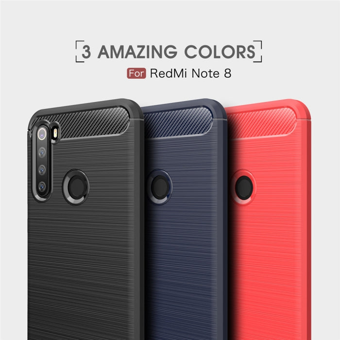 Para Xiaomi Redmi Note 8 Funda de TPU de fibra de carbono con textura cepillada, For Redmi Note 8