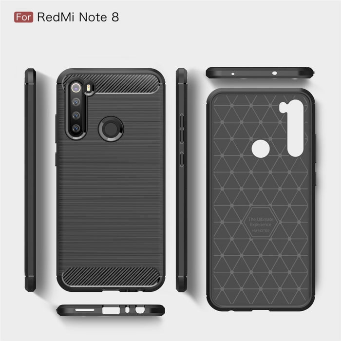 Para Xiaomi Redmi Note 8 Funda de TPU de fibra de carbono con textura cepillada, For Redmi Note 8