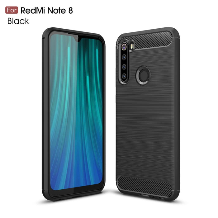 Para Xiaomi Redmi Note 8 Funda de TPU de fibra de carbono con textura cepillada, For Redmi Note 8