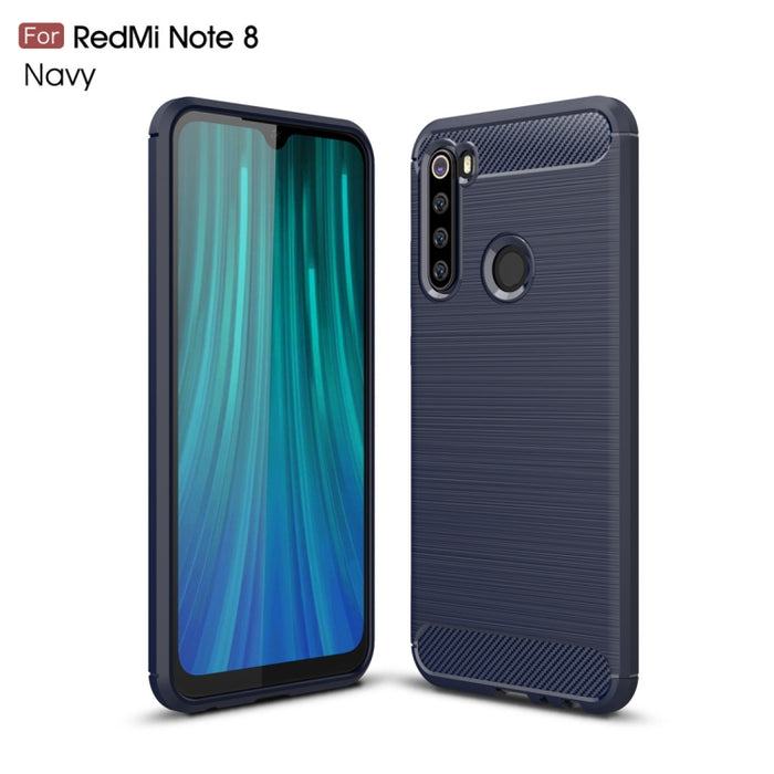 Para Xiaomi Redmi Note 8 Funda de TPU de fibra de carbono con textura cepillada, For Redmi Note 8