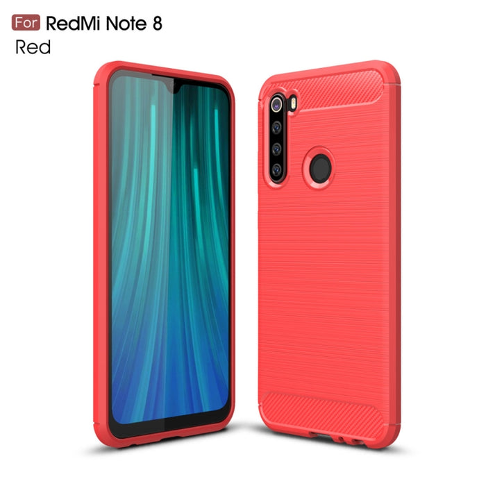 Para Xiaomi Redmi Note 8 Funda de TPU de fibra de carbono con textura cepillada, For Redmi Note 8