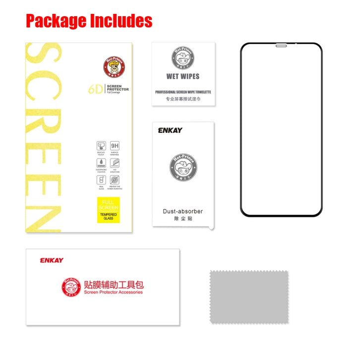 ENKAY Hat-Prince 0.26mm 9H 6D Película de vidrio templado de pantalla completa curvada, For iPhone 11 / iPhone XR, For iPhone 11 Pro / XS / X, For iPhone 11 Pro Max / XS Max