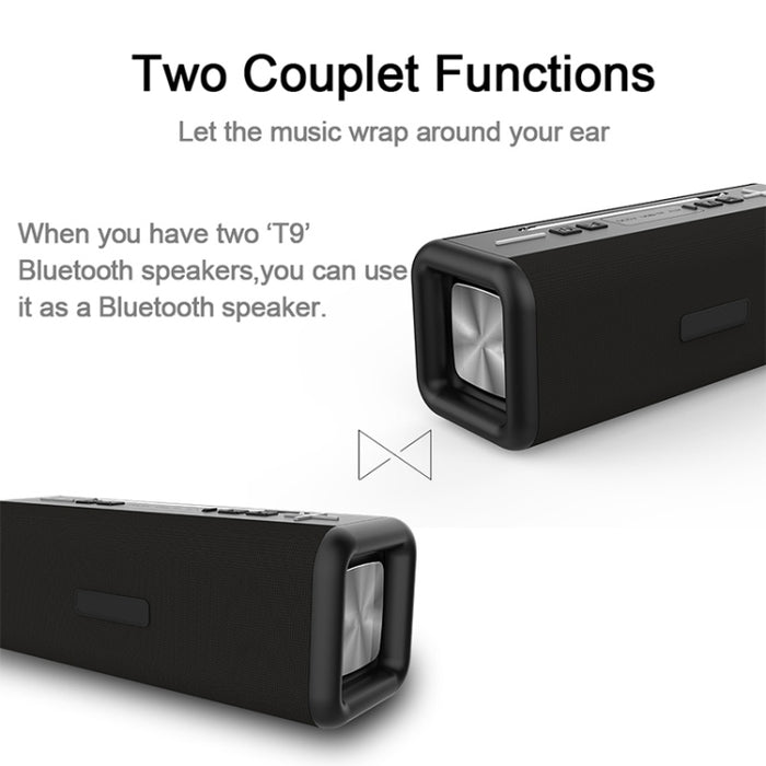 T9 Altavoz inalámbrico Bluetooth 4.2 Caja de sonido portátil de 10 W Radio digital FM Estéreo envolvente 3D, compatible con manos libres y TF y AUX