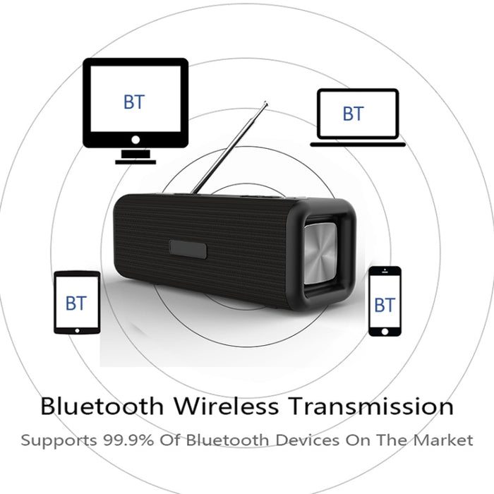 T9 Altavoz inalámbrico Bluetooth 4.2 Caja de sonido portátil de 10 W Radio digital FM Estéreo envolvente 3D, compatible con manos libres y TF y AUX