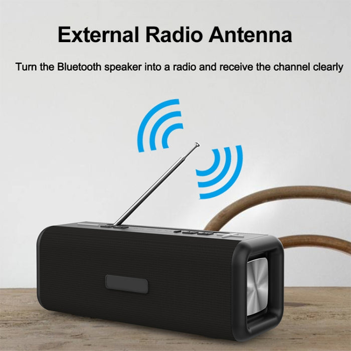 T9 Altavoz inalámbrico Bluetooth 4.2 Caja de sonido portátil de 10 W Radio digital FM Estéreo envolvente 3D, compatible con manos libres y TF y AUX