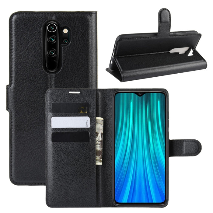 Para Xiaomi Redmi Note 8 Pro Litchi Texture Funda de cuero con tapa horizontal con billetera y soporte y ranuras para tarjetas