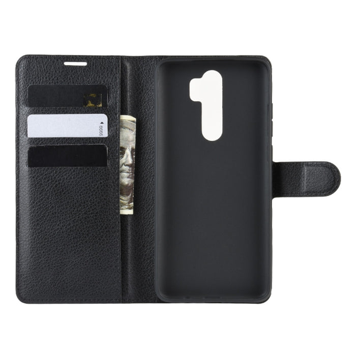 Para Xiaomi Redmi Note 8 Pro Litchi Texture Funda de cuero con tapa horizontal con billetera y soporte y ranuras para tarjetas