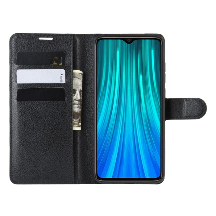 Para Xiaomi Redmi Note 8 Pro Litchi Texture Funda de cuero con tapa horizontal con billetera y soporte y ranuras para tarjetas