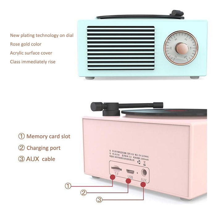 B10 Atomic Altavoces Bluetooth Reproductor de vinilo retro Escritorio Inalámbrico Creativo Multifunción Mini altavoces estéreo, X10