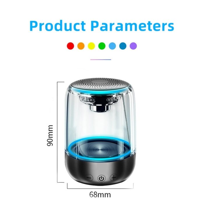 C7 Bluetooth 5.0 Altavoz LED transparente Subwoofer luminoso TWS 6D Surround HIFI Stereo Cool Audio, C7