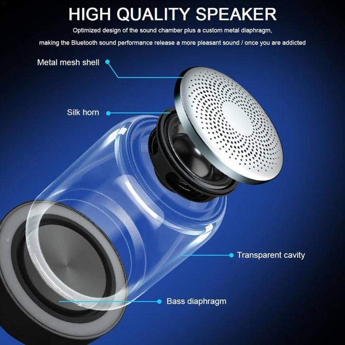 C7 Bluetooth 5.0 Altavoz LED transparente Subwoofer luminoso TWS 6D Surround HIFI Stereo Cool Audio, C7