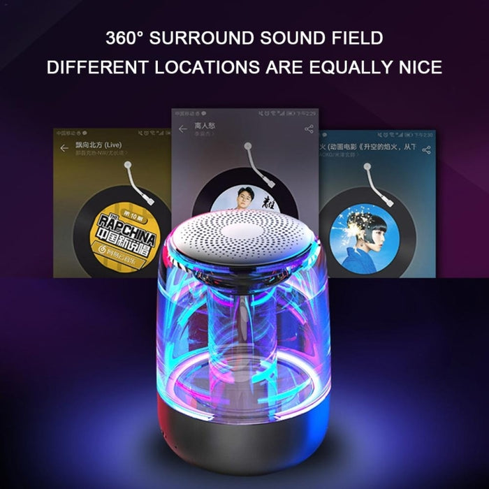 C7 Bluetooth 5.0 Altavoz LED transparente Subwoofer luminoso TWS 6D Surround HIFI Stereo Cool Audio, C7