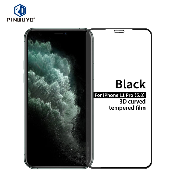 Película de vidrio templado curvo 3D PINWUYO 9H, For iPhone 11 Pro, For iPhone 11 Pro Max, For iPhone 11