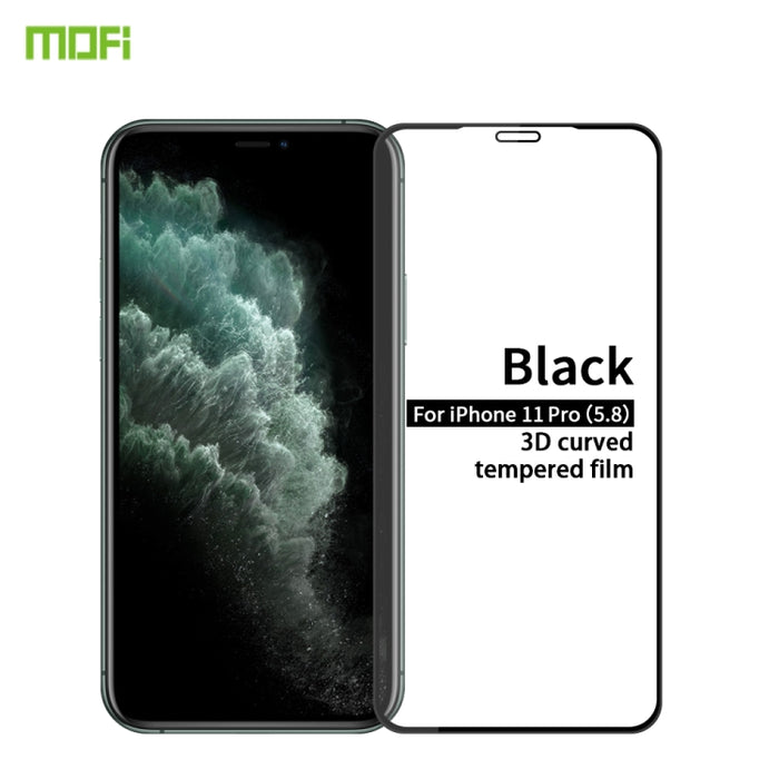 Película de vidrio templado de pantalla curva a prueba de explosiones MOFI 9H 3D, For iPhone 11 Pro, For iPhone 11 Pro Max, For iPhone 11