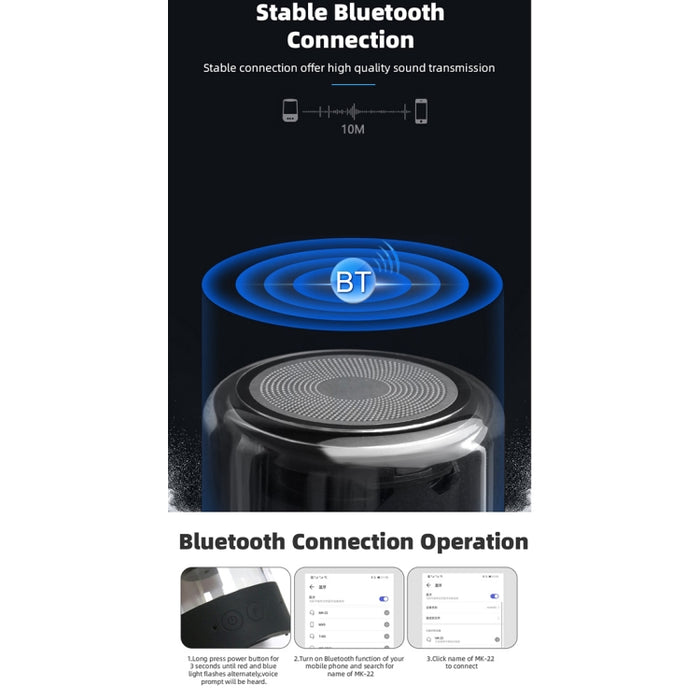 Altavoz Bluetooth de absorción magnética Fineblue MK-22 TWS con altavoz de luz LED