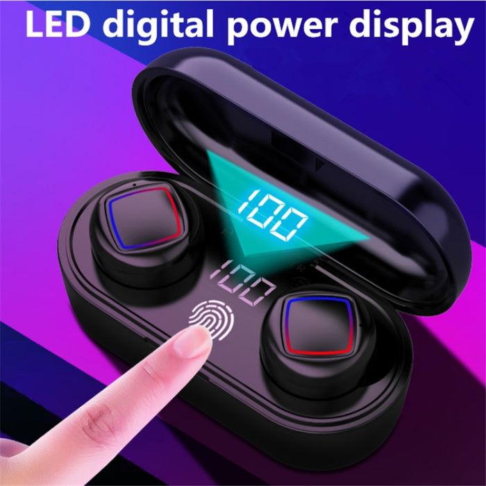 TWS Fingerprint Touch Auriculares Bluetooth LED Pantalla de batería con contenedor de carga