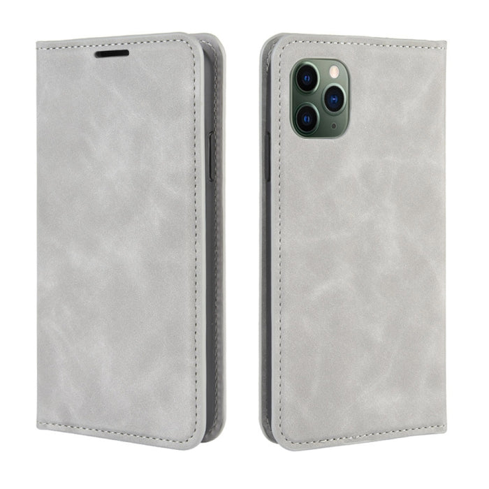 Para iPhone 11 Pro Max Retro-skin Business Funda de cuero con succión magnética con monedero-soporte-portabrocas, For iPhone 11 Pro Max