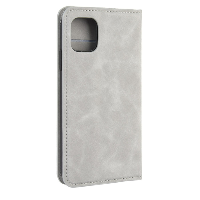 Para iPhone 11 Pro Max Retro-skin Business Funda de cuero con succión magnética con monedero-soporte-portabrocas, For iPhone 11 Pro Max