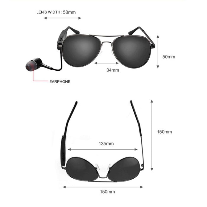 A8 Auricular inalámbrico Bluetooth Auriculares Gafas de sol Auriculares de música Gafas inteligentes Auricular Manos libres con micrófono