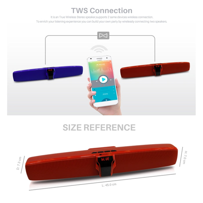 Nuevo Rixing NR7017 TWS Portable 10W Stereo Surround Soundbar Altavoz Bluetooth con micrófono