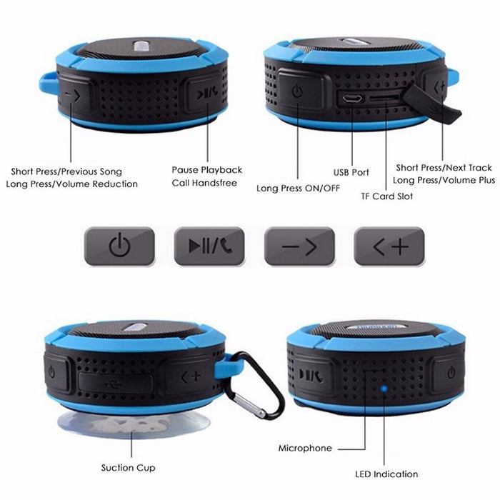 Altavoz inalámbrico con ventosa para coche con Bluetooth para mandril C6a para exteriores, compatible con tarjeta TF