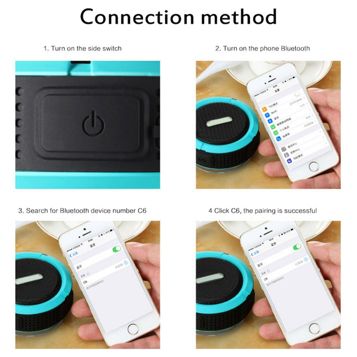 Altavoz inalámbrico con ventosa para coche con Bluetooth para mandril C6a para exteriores, compatible con tarjeta TF