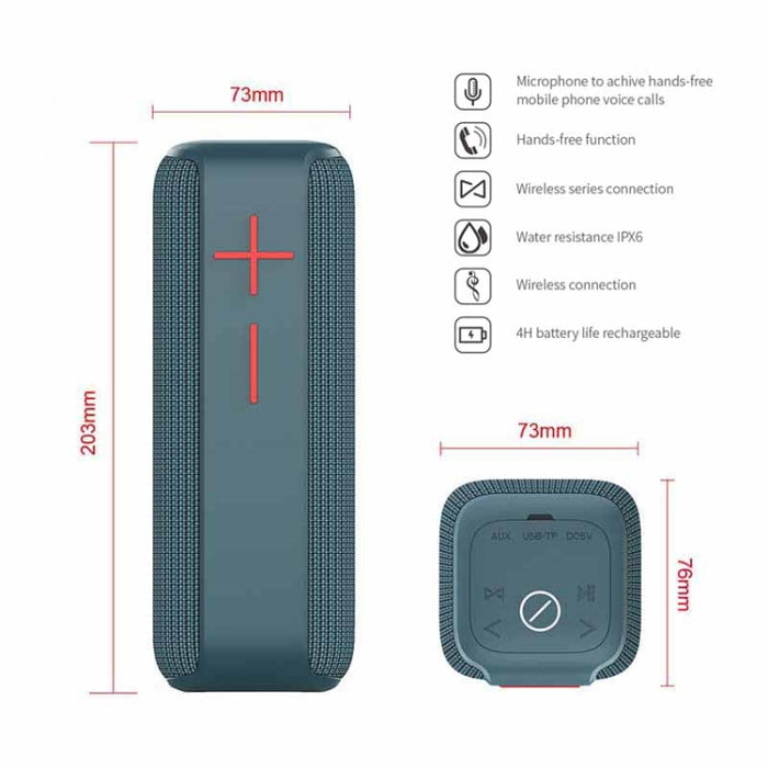 P15 10W Altavoz Bluetooth portátil Altavoz para exteriores Sistema de sonido Estéreo, Soporte TFFM