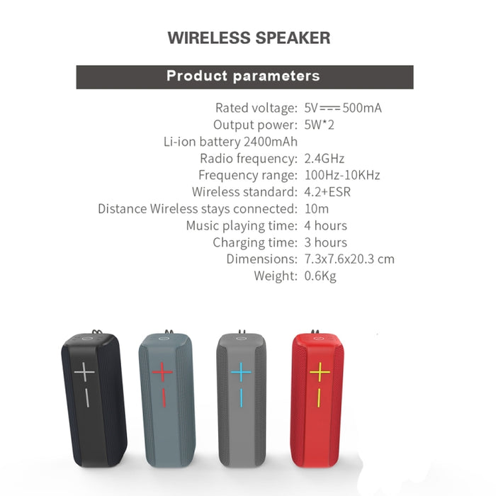 P15 10W Altavoz Bluetooth portátil Altavoz para exteriores Sistema de sonido Estéreo, Soporte TFFM