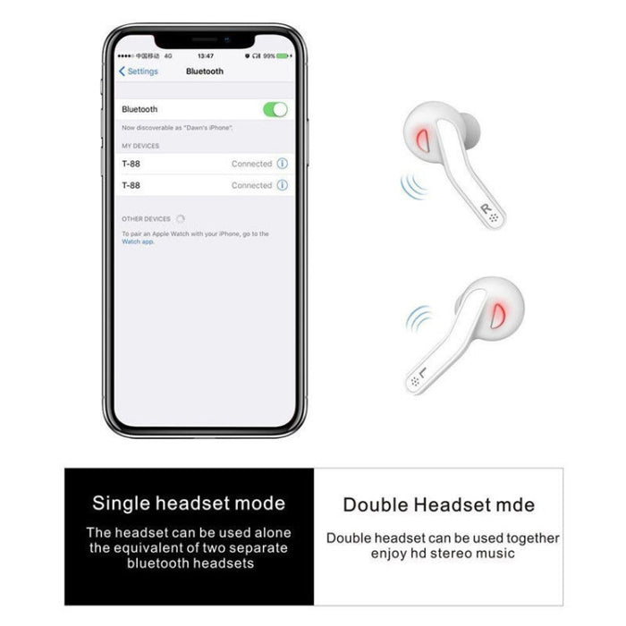 T88 Mini Touch Control Hifi Auriculares inalámbricos Bluetooth TWS Auriculares inalámbricos con caja de cargador
