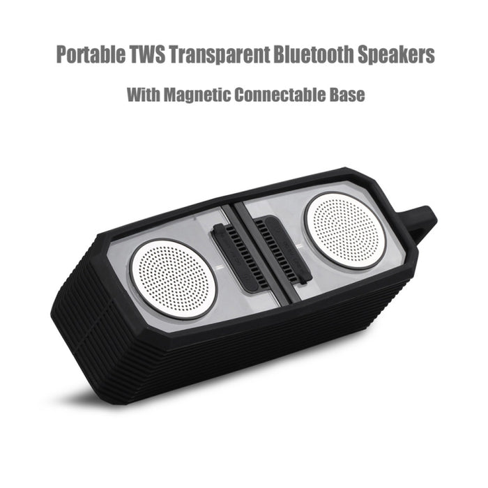 Altavoces Bluetooth transparentes TWS portátiles BT628 10W con base conectable magnética Subwoofer de bajos estéreo para exteriores
