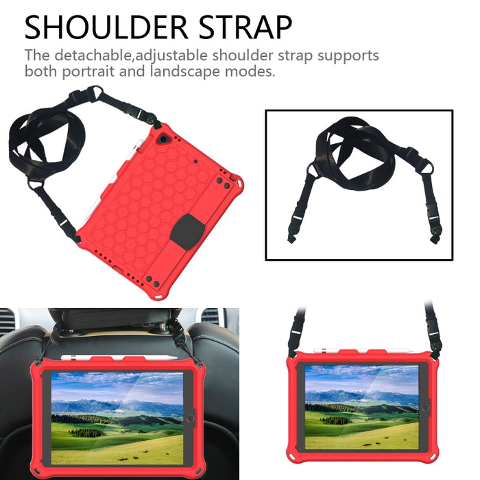 Diseño de nido de abeja EVA + PC Cáscara protectora plana anticaída de cuatro esquinas con correas, For iPad Air/Air2/Pro9.7, For iPad 10.2, For    iPad Pro 10.5, For iPad  Air 2019 10.5
