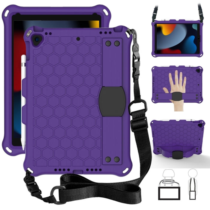 Diseño de nido de abeja EVA + PC Cáscara protectora plana anticaída de cuatro esquinas con correas, For iPad Air/Air2/Pro9.7, For iPad 10.2, For    iPad Pro 10.5, For iPad  Air 2019 10.5