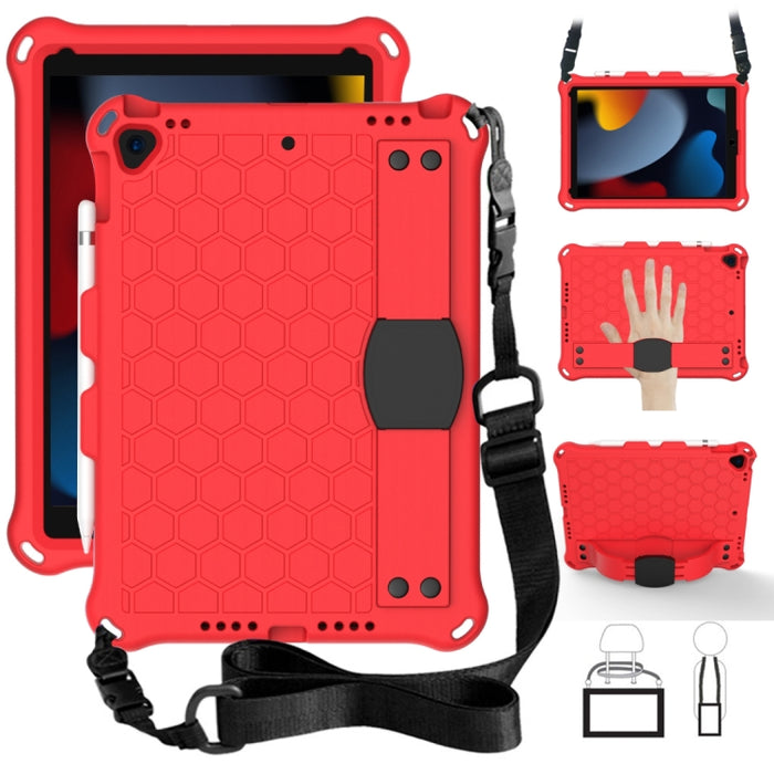 Diseño de nido de abeja EVA + PC Cáscara protectora plana anticaída de cuatro esquinas con correas, For iPad Air/Air2/Pro9.7, For iPad 10.2, For    iPad Pro 10.5, For iPad  Air 2019 10.5
