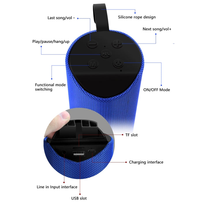 TG113 Altavoces Bluetooth portátiles Altavoz estéreo impermeable para exteriores MP3 Bass Sound Box con radio FM