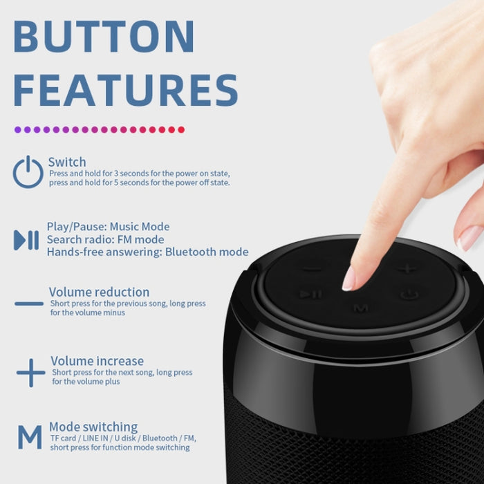 TG113C columna portátil Bluetooth Mini altavoz FM Radio impermeable Subwoofer soporte para teléfono inalámbrico Loundpeakers