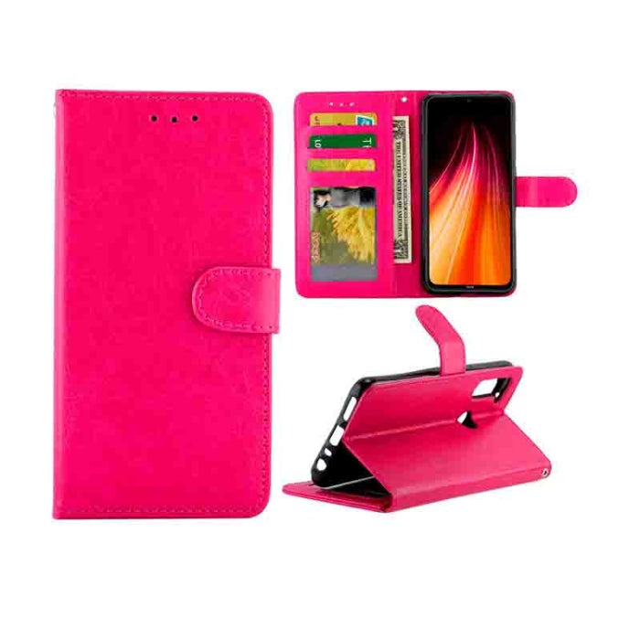 Estuche protector con tapa horizontal de cuero con textura de caballo loco con soporte y ranuras para tarjetas y billetera y marco de fotos, For Huawei Enjoy 10, For Xiaomi Note10/CC9 Pro, For Xiaomi Redmi Note 8T, For Xiaomi Redmi 8/Redmi 8A          ...