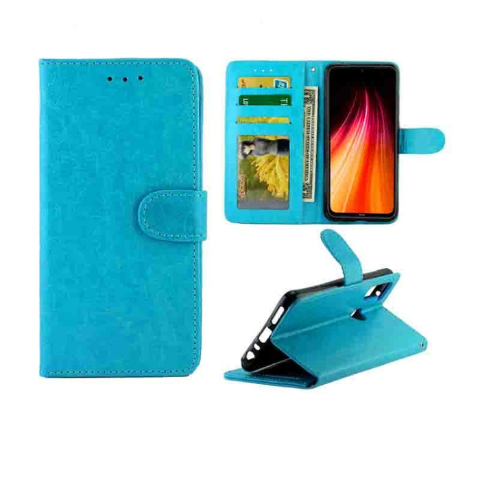 Estuche protector con tapa horizontal de cuero con textura de caballo loco con soporte y ranuras para tarjetas y billetera y marco de fotos, For Huawei Enjoy 10, For Xiaomi Note10/CC9 Pro, For Xiaomi Redmi Note 8T, For Xiaomi Redmi 8/Redmi 8A          ...