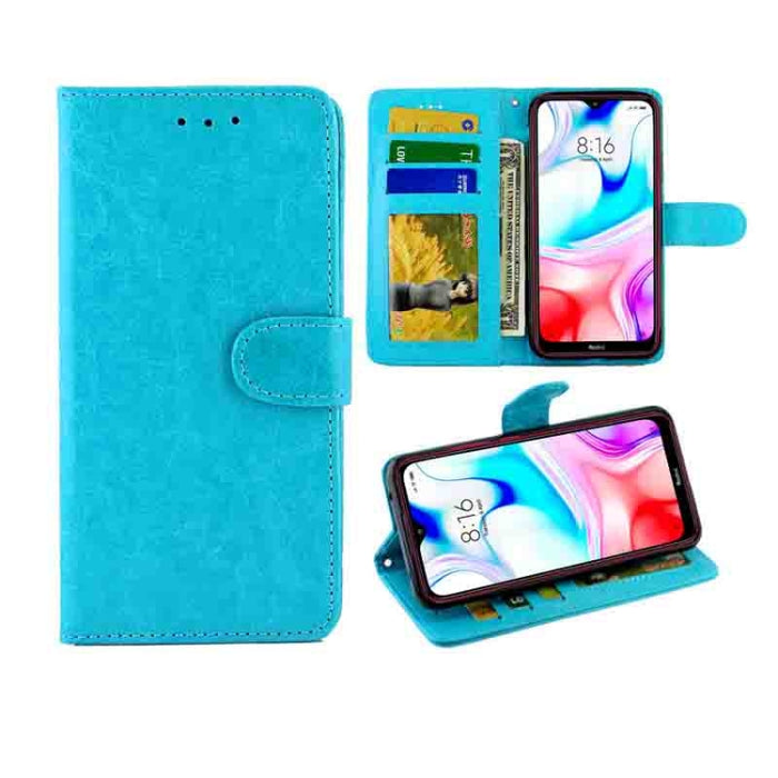 Estuche protector con tapa horizontal de cuero con textura de caballo loco con soporte y ranuras para tarjetas y billetera y marco de fotos, For Huawei Enjoy 10, For Xiaomi Note10/CC9 Pro, For Xiaomi Redmi Note 8T, For Xiaomi Redmi 8/Redmi 8A          ...
