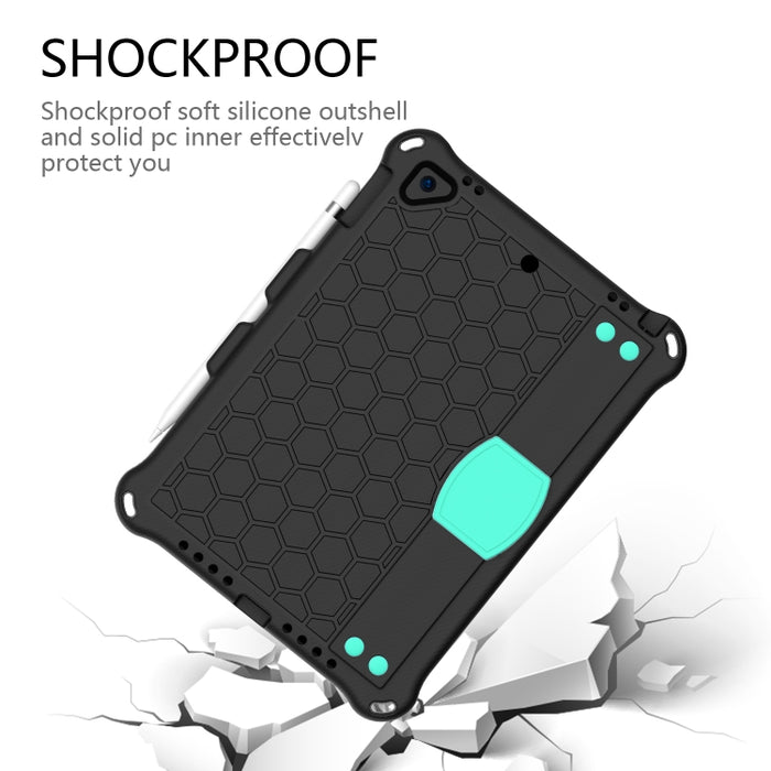 Diseño de nido de abeja EVA + PC Cáscara protectora plana anticaída de cuatro esquinas con correas, For iPad 9.7 2017/2018