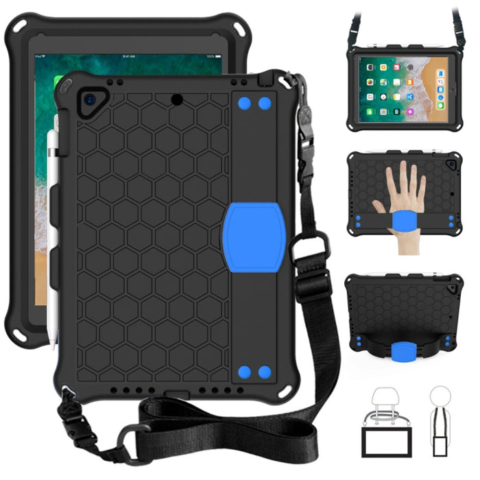 Diseño de nido de abeja EVA + PC Cáscara protectora plana anticaída de cuatro esquinas con correas, For iPad 9.7 2017/2018