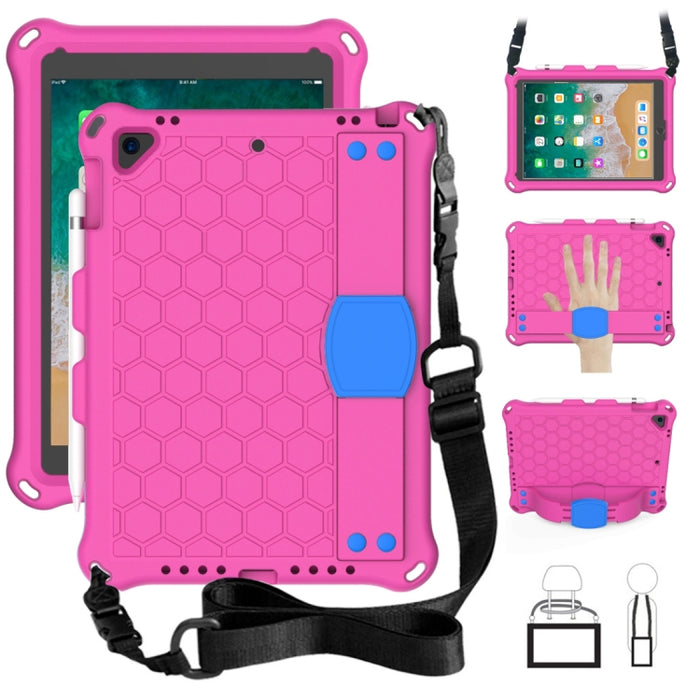 Diseño de nido de abeja EVA + PC Cáscara protectora plana anticaída de cuatro esquinas con correas, For iPad 9.7 2017/2018