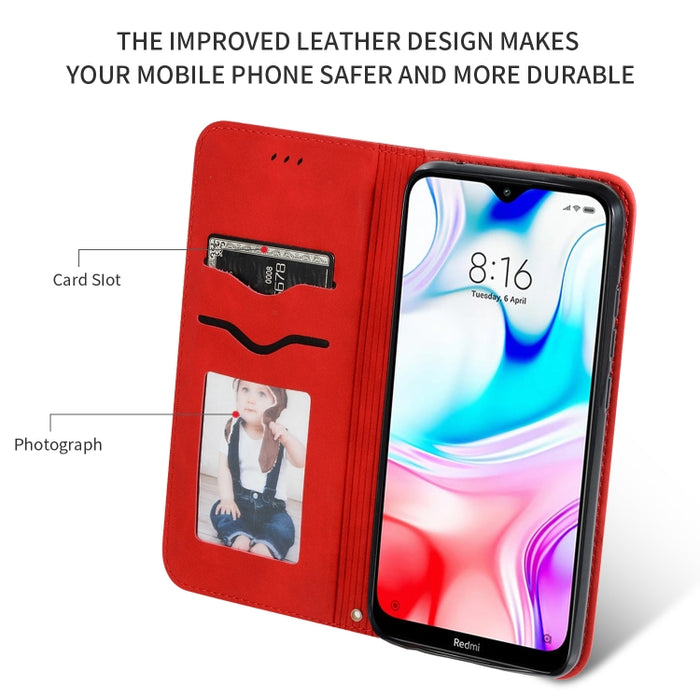 Retro Skin Feel Business Estuche de cuero con tapa horizontal magnética, For Xiaomi Redmi 8, For Xiaomi Redmi 8A