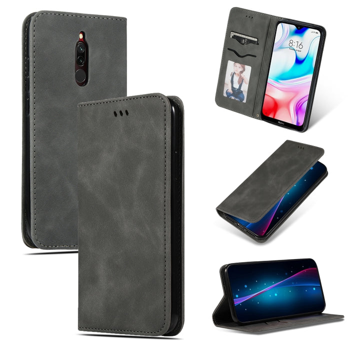 Retro Skin Feel Business Estuche de cuero con tapa horizontal magnética, For Xiaomi Redmi 8, For Xiaomi Redmi 8A