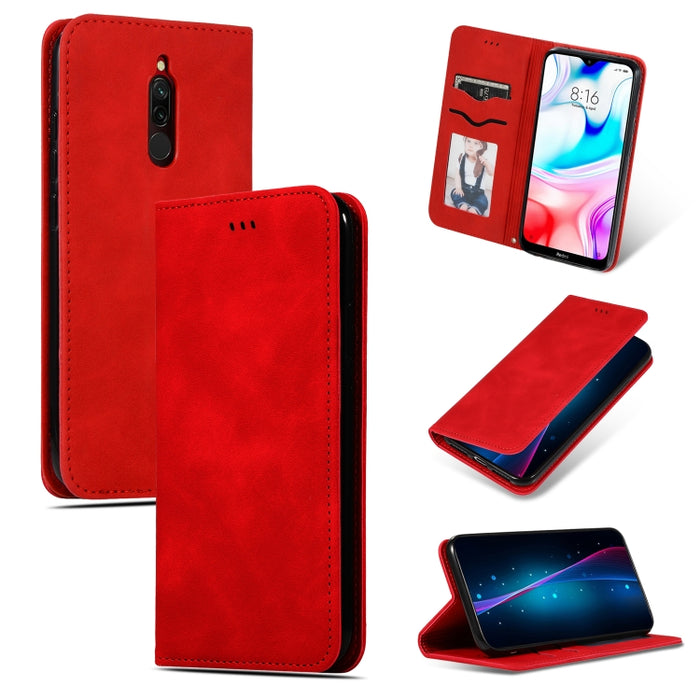 Retro Skin Feel Business Estuche de cuero con tapa horizontal magnética, For Xiaomi Redmi 8, For Xiaomi Redmi 8A