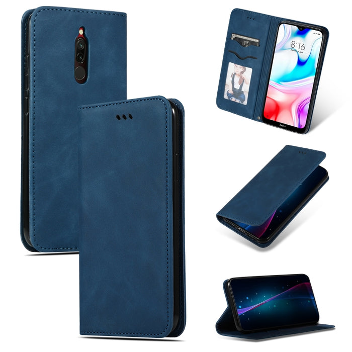 Retro Skin Feel Business Estuche de cuero con tapa horizontal magnética, For Xiaomi Redmi 8, For Xiaomi Redmi 8A